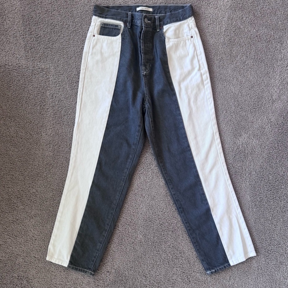 PACSUN • Women’s Two-Toned Jeans Gray and White High Rise Straight Size- 28 - Picture 3 of 6